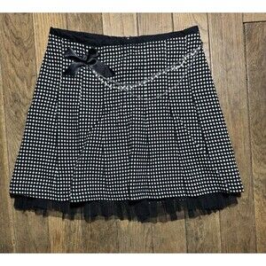 Y2K Wrapper Polka Dot Mesh Tier Pleated Skirt Bratz academia Preppy Sz 5